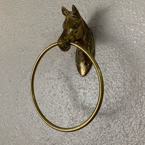 Vintage Brass Horse towel holder